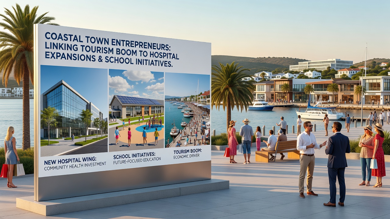 Entrepreneurs and educators gathered at a community forum discussing tourism data alongside hospital and school project timelines